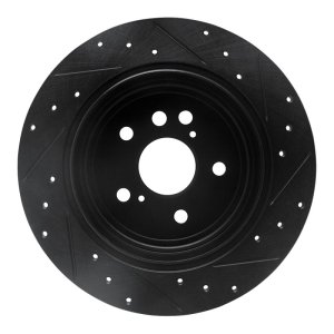 Toyota RAV4 Brake Rotor (1) - Rear Left - R1 Concepts - Drilled & Slotted - Black - `04-`05